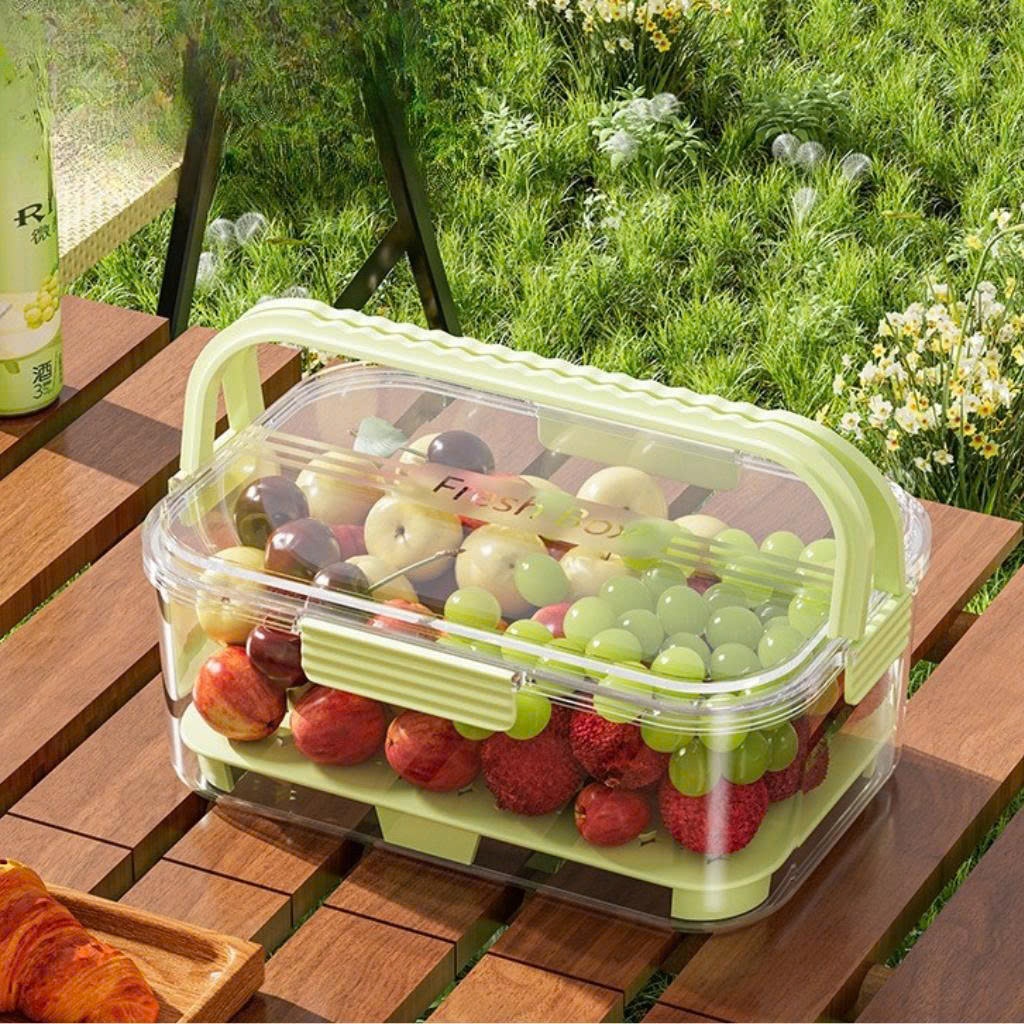 Hộp đựng thực phẩm có quai xách, hộp nhựa đựng thực phẩm di động có đáy tách nước bảo quản rau củ