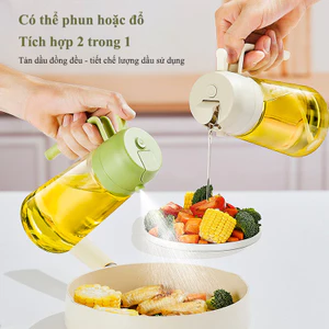 Bình đựng dầu ăn thủy tinh 2 chế độ phun và rót thông minh, chống nhỏ giọt 470ml