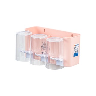 Kệ treo bàn chải Việt Nhật kèm 3 ly và miếng dán tường tiện lợi, sang trọng ms: 1347