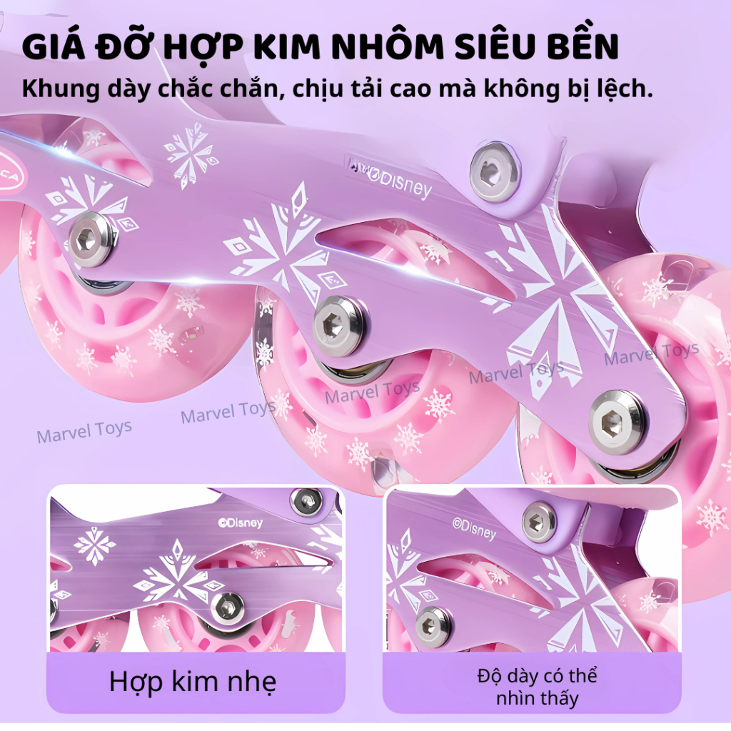 Bộ Giày Patin Trẻ Em Marvel Toys – Có Mũ & Bảo Hộ, Bánh LED, Trượt Êm Chống Trượt