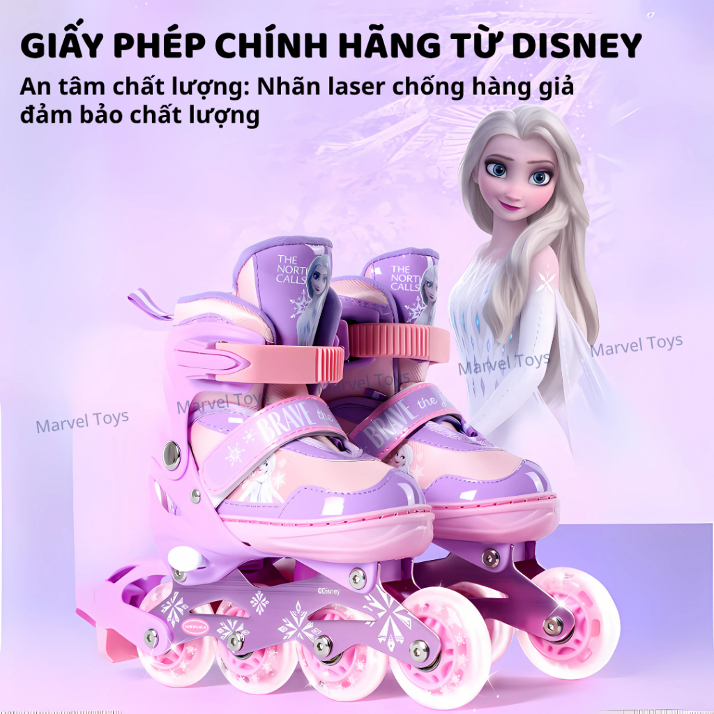 Bộ Giày Patin Trẻ Em Marvel Toys – Có Mũ & Bảo Hộ, Bánh LED, Trượt Êm Chống Trượt