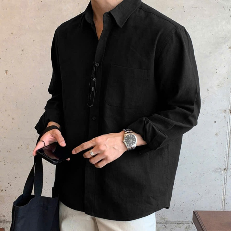 Áo Sơ Mi Nam Linen Xanh Rêu Dài Tay Cao Cấp Mặc ĐI Biển Cafe Thoáng Mát Halley A28