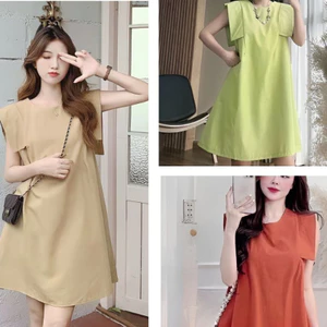 Đầm bầu dáng to không tay oversize đơn giản xinh Váy suông tay cánh tiên không cổ xòe form rộng bigsize T641G