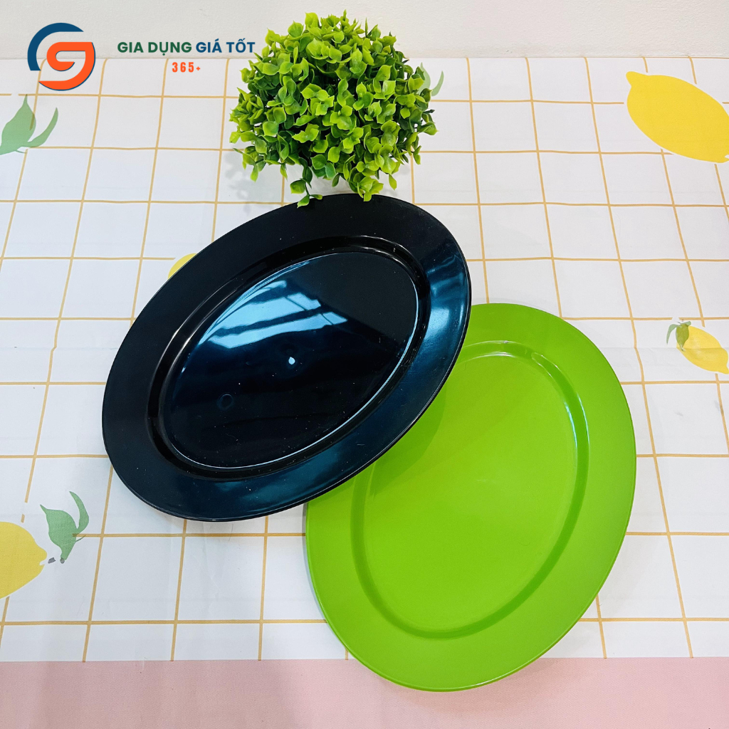 Đĩa nhựa bầu dục oval Song Long - đĩa nhựa phíp đựng trái cây, thức ăn bền đẹp nhiều màu
