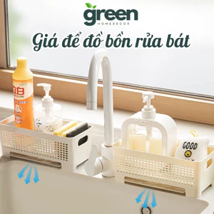 Giá Để Đồ Rửa Bát Thoát Nước GreenHome, Kệ Đựng Nước Rửa Chén Miếng Bọt Biển Khô Ráo Chống Ẩm Mốc