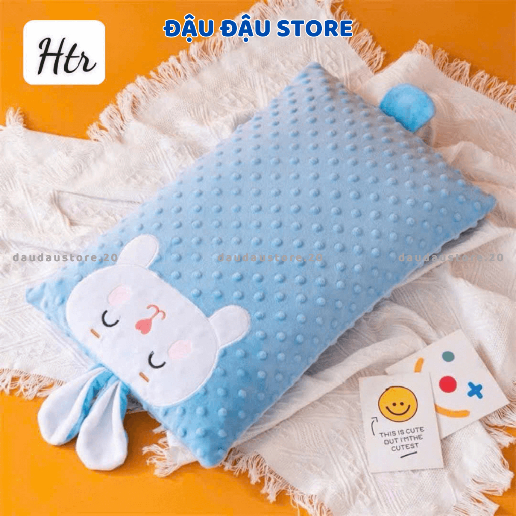 Gối Nhung Hạt Đậu Cho Trẻ Em 30x50cm Lỗi Bông Chắn Cảm Giác Mềm Mịn, Dễ Chịu Cho Bé GN03 - Đậu Đậu Store