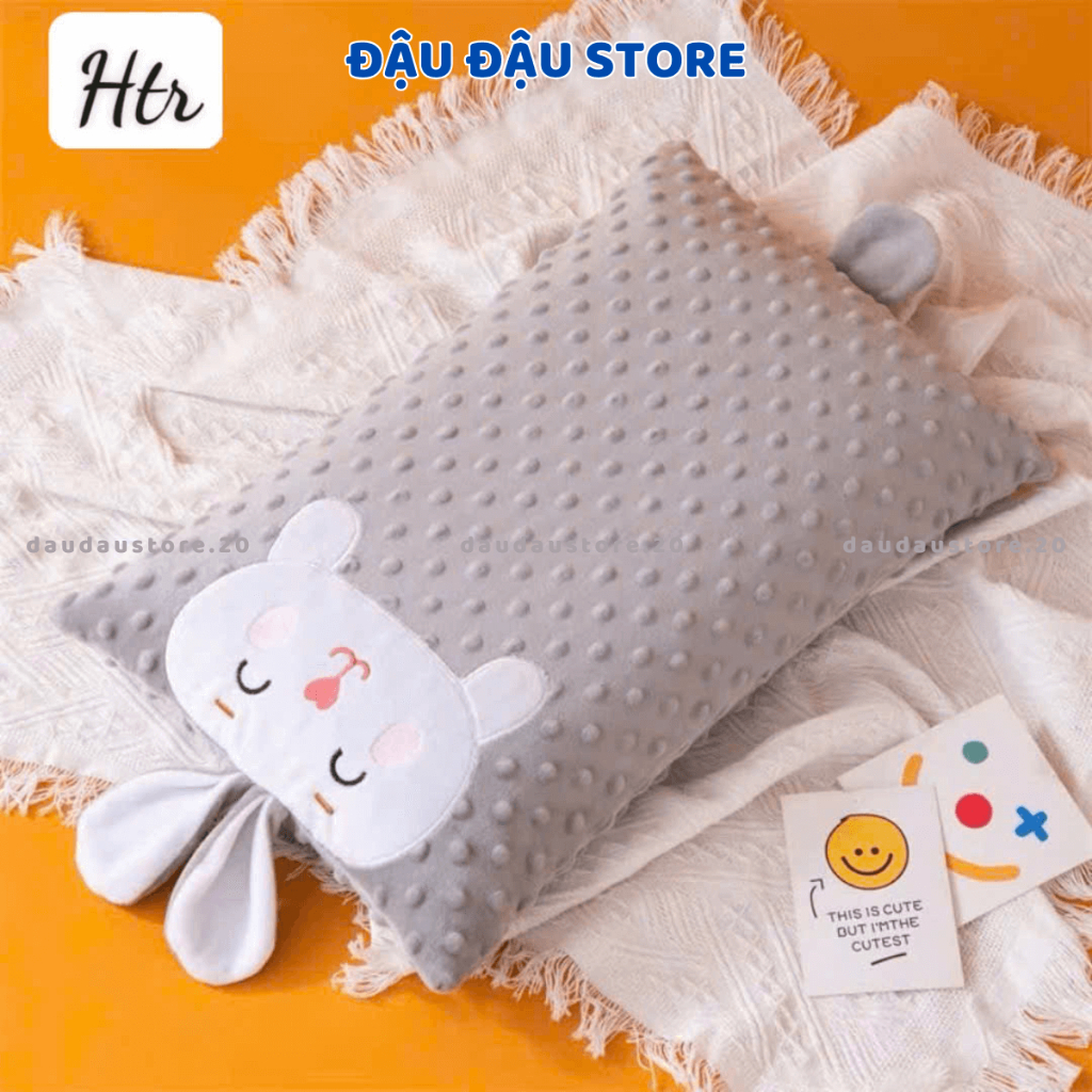 Gối Nhung Hạt Đậu Cho Trẻ Em 30x50cm Lỗi Bông Chắn Cảm Giác Mềm Mịn, Dễ Chịu Cho Bé GN03 - Đậu Đậu Store