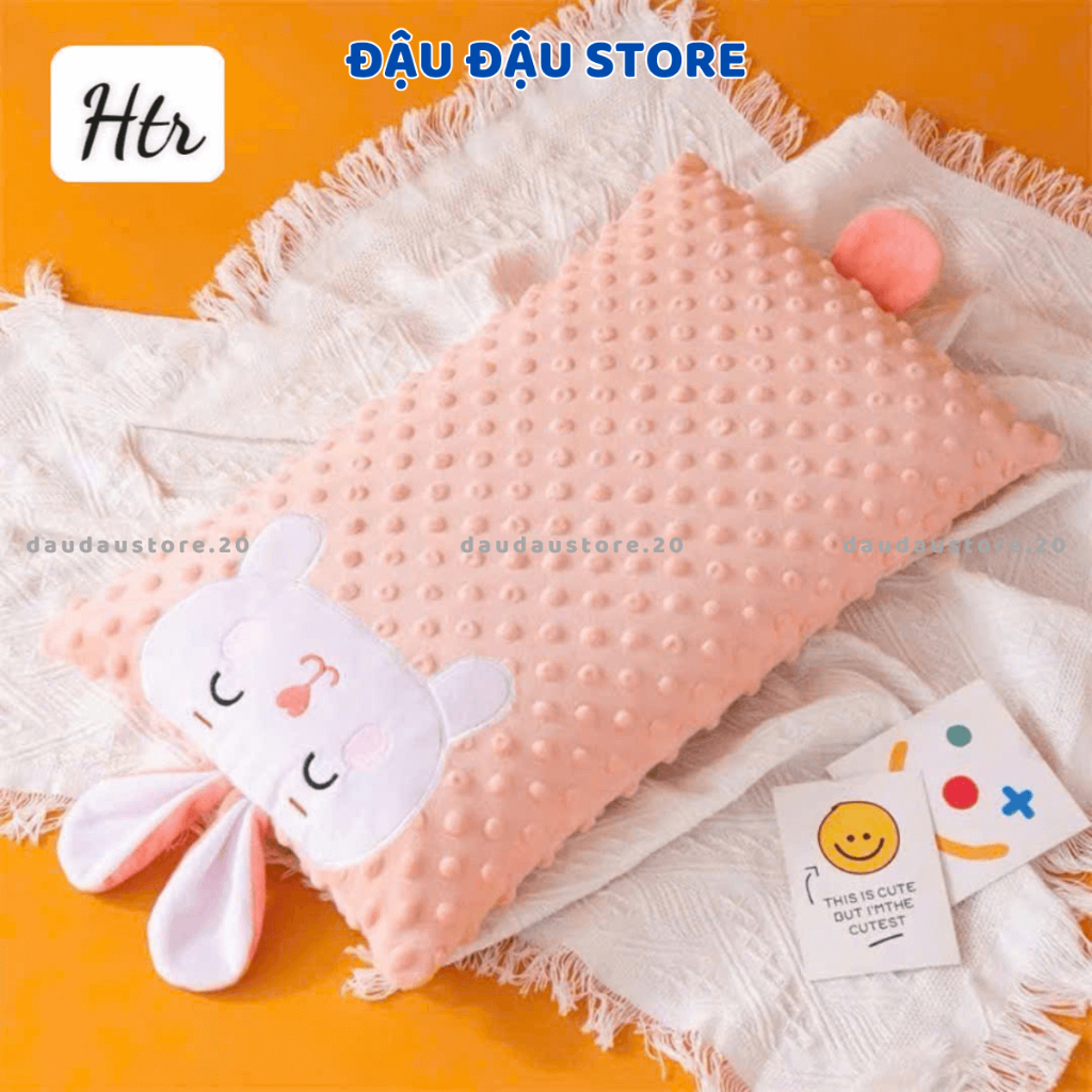 Gối Nhung Hạt Đậu Cho Trẻ Em 30x50cm Lỗi Bông Chắn Cảm Giác Mềm Mịn, Dễ Chịu Cho Bé GN03 - Đậu Đậu Store