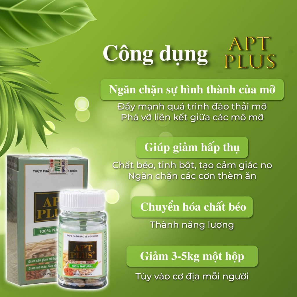 Giảm cân Apt Plus chính hãng trà giảm cân cấp tốc viên uống thảo mộc hộp 30 Viên