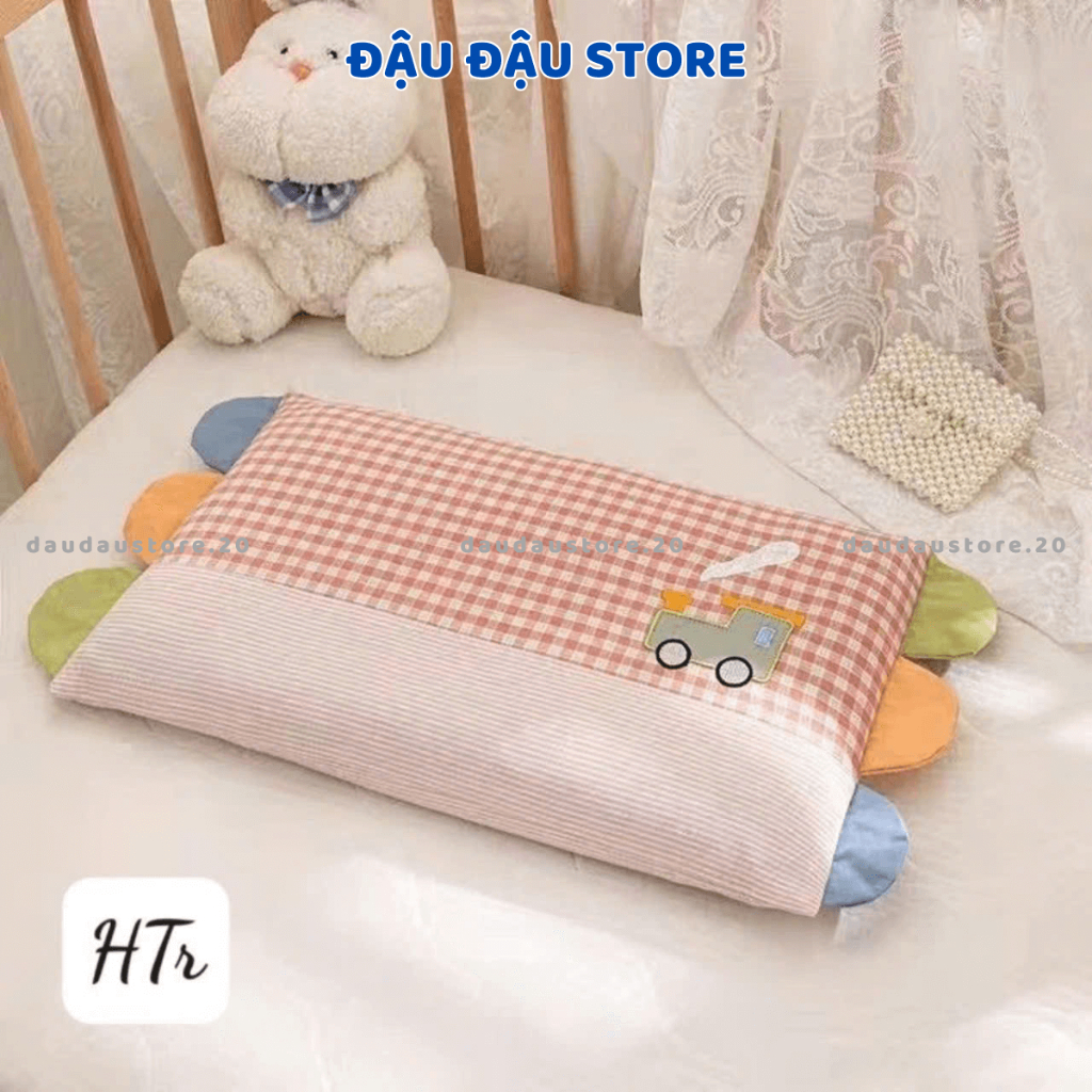 Gối Cotton Gối Nằm Cho Trẻ Em Cầu Vồng Hoạ Tiết Lõi Bông Mềm Mịn Thoáng Mát Cho Bé Yêu 30x50Cm GC04 - Đậu Đậu Store