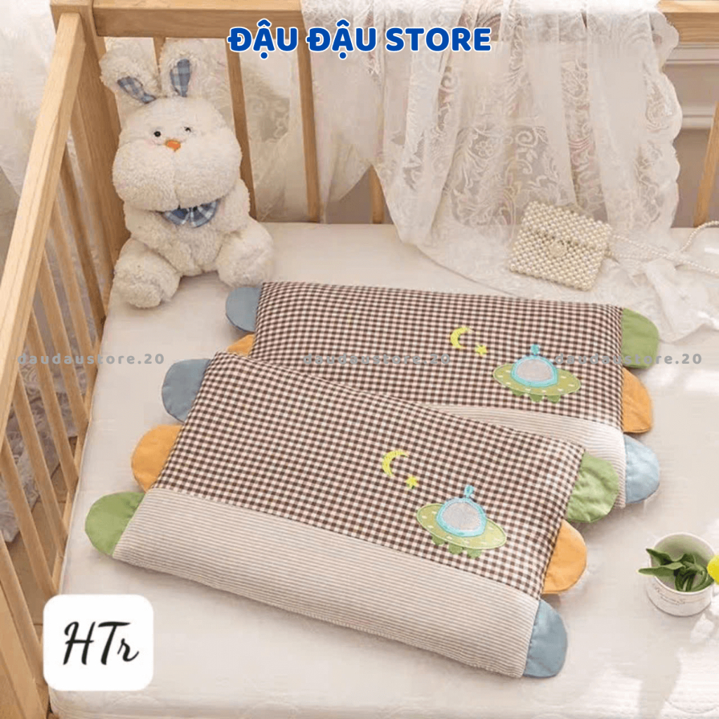 Gối Cotton Gối Nằm Cho Trẻ Em Cầu Vồng Hoạ Tiết Lõi Bông Mềm Mịn Thoáng Mát Cho Bé Yêu 30x50Cm GC04 - Đậu Đậu Store