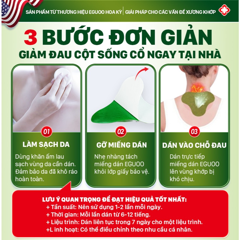 Miếng Dán Thảo Mộc EGUOO Giúp Hỗ Trợ Giảm Đau Cổ, Vai, Gáy Hỗ Trợ Giảm Căng Cơ 1 Hộp 10 Miếng