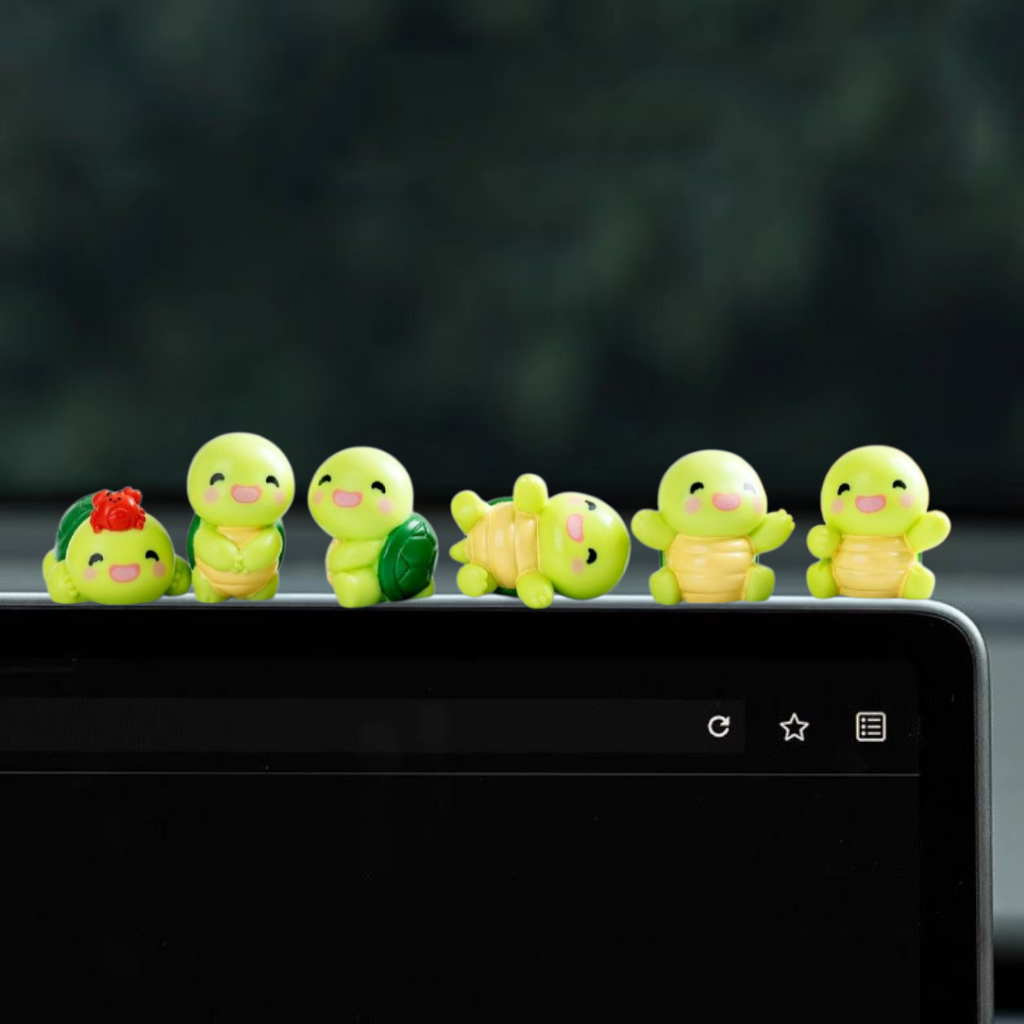 Set 6 rùa chibi mặt cười dễ thương trang trí đỉnh màn hình, đỉnh gương ...