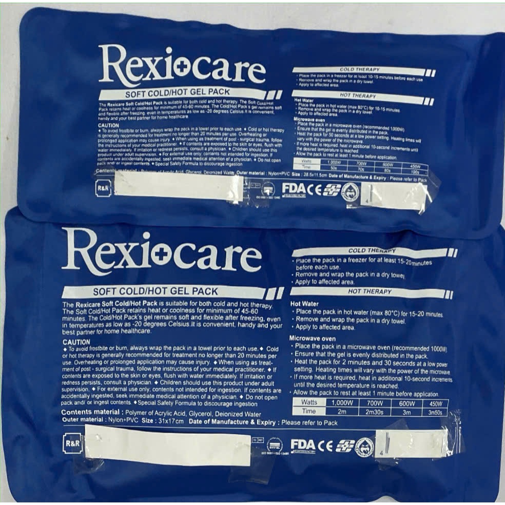 Túi chườm vi sóng nóng lạnh R&R RexiCare L (gel) cỡ lớn 31 cm x 17 cm, cỡ nhỏ 28x12cm
