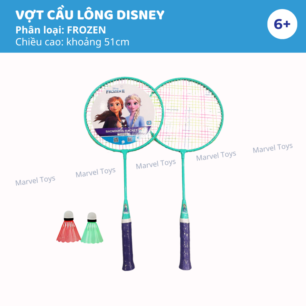 Bộ Vợt Cầu Lông Cho Bé Mesuca Marvel Disney Spider Man Frozen Đồ Chơi Thể Thao Trẻ Em 3-10 Tuổi