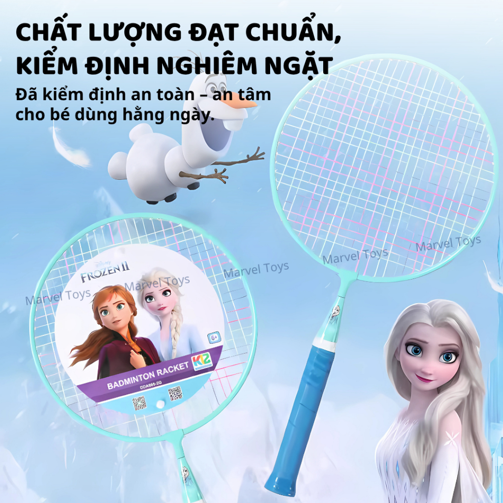 Bộ Vợt Cầu Lông Cho Bé Mesuca Marvel Disney Spider Man Frozen Đồ Chơi Thể Thao Trẻ Em 3-10 Tuổi