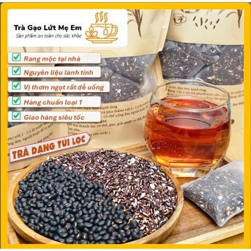 Trà Gạo Lứt Rang Tay- Gạo Lứt Đen+Đậu Đen Xanh Lòng-Giảm Cân, Thanh Lọc Cơ Thể, Lợi Sữa- Gói 1Kg, 20 túi, 30 Túi lọc