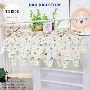 Set 3/5 Bộ Dài Tay Thu Đông Nỉ Cotton Cho Bé Sơ Sinh 3-14kg Cúc Giữa TG mềm mịn thoải mái NC06 - Đậu Đậu Store