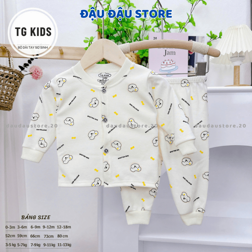 Set 3/5 Bộ Dài Tay Thu Đông Nỉ Cotton Cho Bé Sơ Sinh 3-14kg Cúc Giữa TG mềm mịn thoải mái NC06 - Đậu Đậu Store