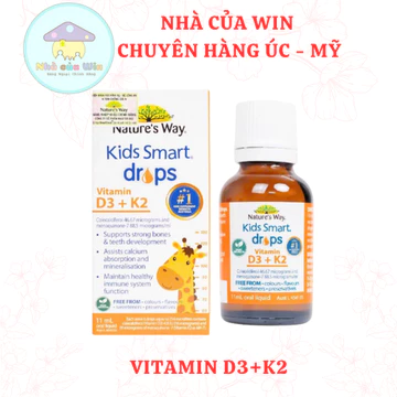 [NK chính ngạch] Siro Cho Bé Nature's Way Kids Smart Drops Vitamin D3 K2 (11ML) Vitamin D3 K2 Thành Phần Hoa Hướng Dương