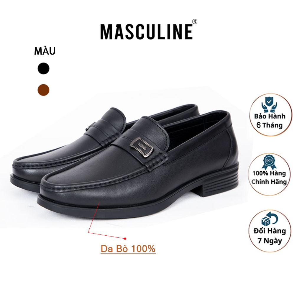 Giày tây nam công sở cao cấp MASCULINE GSP502 – Da bò thật, lót da cừu, kiểu dáng lười sang trọng