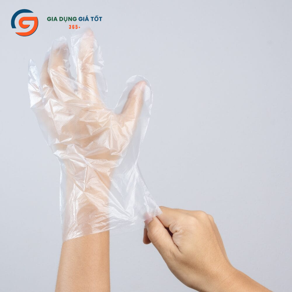 Hộp 100 chiếc găng tay nilon dùng 1 lần , găng tay chế biến thực phẩm