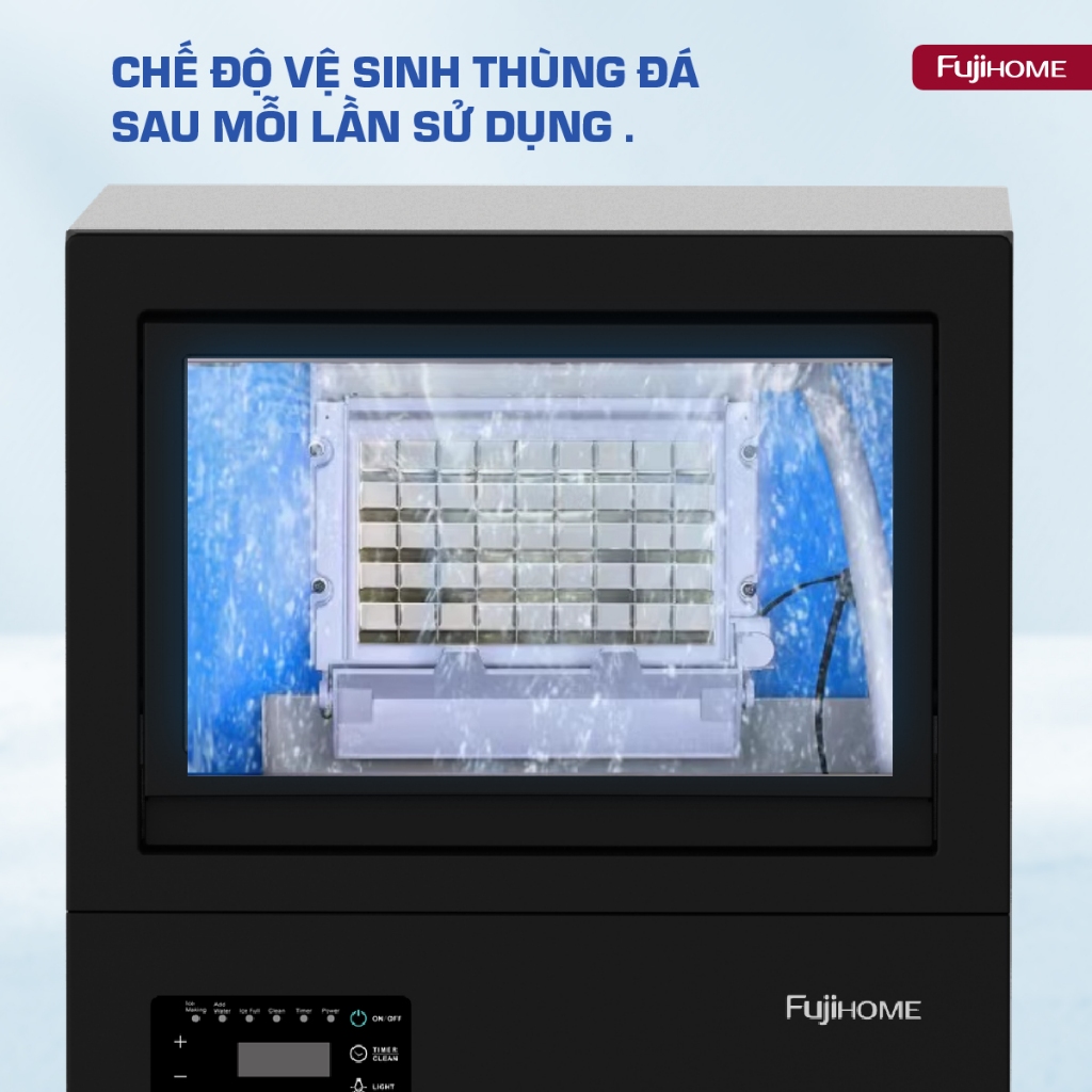 Máy làm đá viên tinh khiết FUJIHOME IM45C Nhập Khẩu, Máy làm đá lọc nước phù hợp quán trà sữa