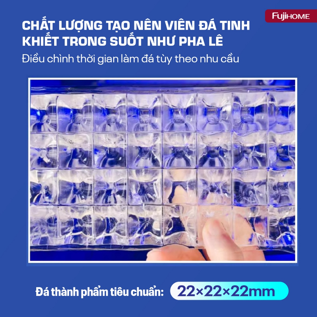 Máy làm đá viên tinh khiết FUJIHOME IM45C Nhập Khẩu, Máy làm đá lọc nước phù hợp quán trà sữa