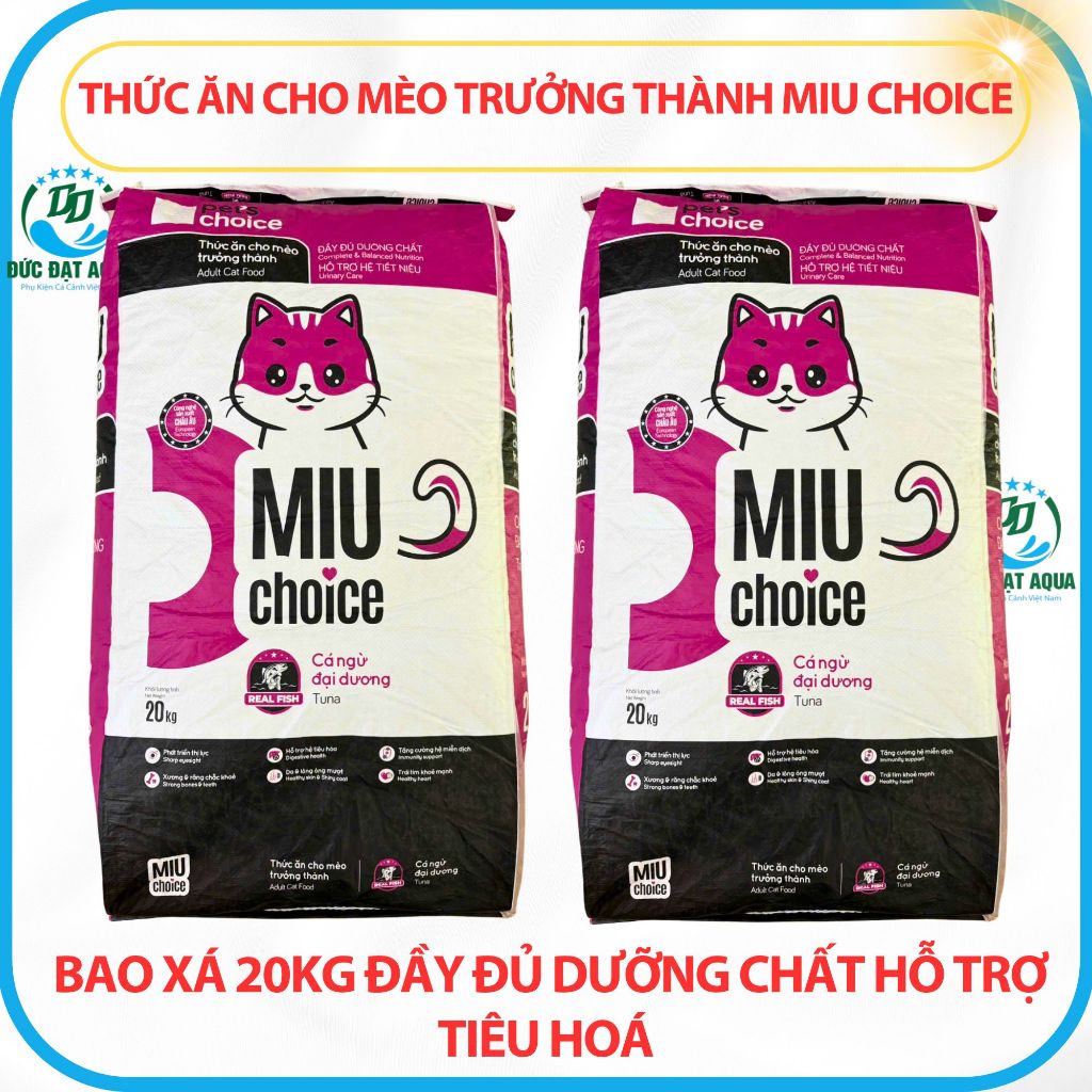 Thức ăn Mèo trưởng thành  Miu Choice – bao 20kg  có 20 gói 1kg đầy đủ dưỡng chất hỗ trợ tiêu hoá