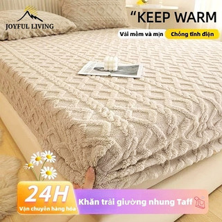 Ga giường Lụa taffeta Ấm áp Thoáng khí Chống trượt Không xù lông Cho Giấc Ngủ Sâu 1m6 1m8 Ga chun