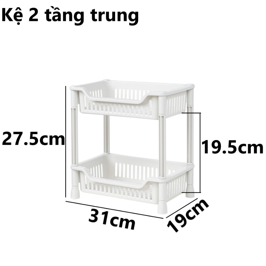 Kệ nhựa chữ nhật 2 3 tầng Việt Nhật, đựng gia vị chén đĩa đồ dùng nhà bếp phòng tắm 5538-2, 5538-3, 5539-2 22 Me&Be