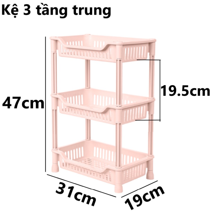 Kệ nhựa chữ nhật 2 3 tầng Việt Nhật, đựng gia vị chén đĩa đồ dùng nhà bếp phòng tắm 5538-2, 5538-3, 5539-2 22 Me&Be