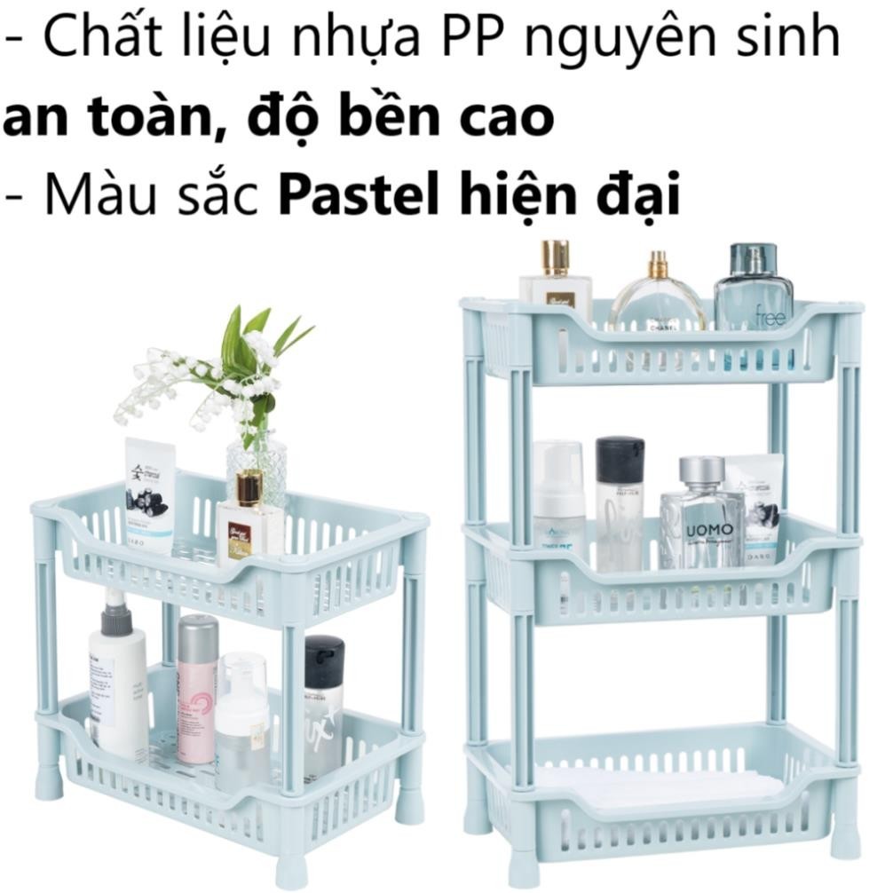 Kệ nhựa chữ nhật 2 3 tầng Việt Nhật, đựng gia vị chén đĩa đồ dùng nhà bếp phòng tắm 5538-2, 5538-3, 5539-2 22 Me&Be