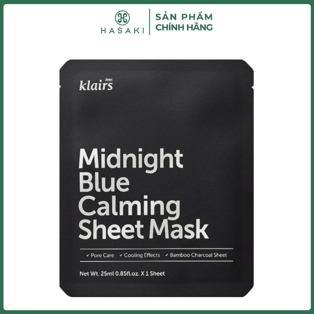 Mặt Nạ Klairs Làm Dịu Da & Kiểm Soát Dầu Nhờn 25ml Midnight Blue Calming Sheet Mask
