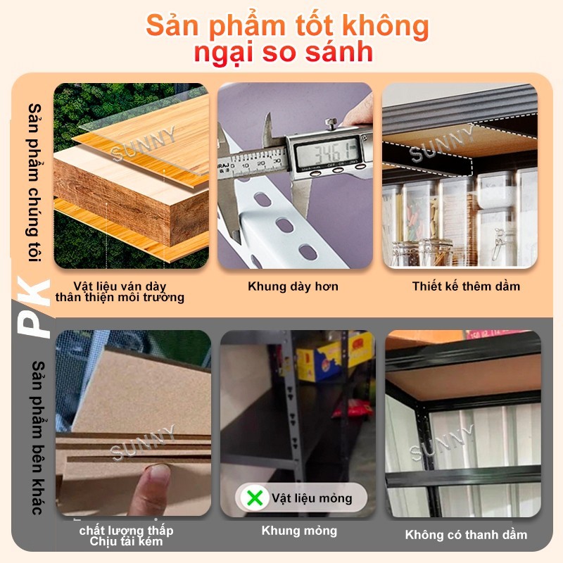 SUNNY Kệ Sắt + MDF V Lỗ 3/4/5/6 Tầng Kệ Đa Năng Cao Cấp Giao Hàng Nhanh Từ Nhiều Kích Thước Lựa Chọn