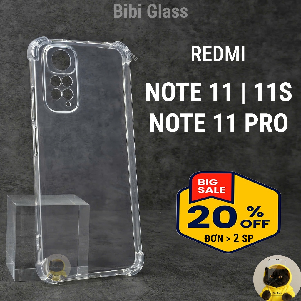 Ốp lưng Redmi Note 11 / 11S / 11 Pro 4G 5G silicon trong suốt dẻo cao cấp chống sốc bảo vệ cam