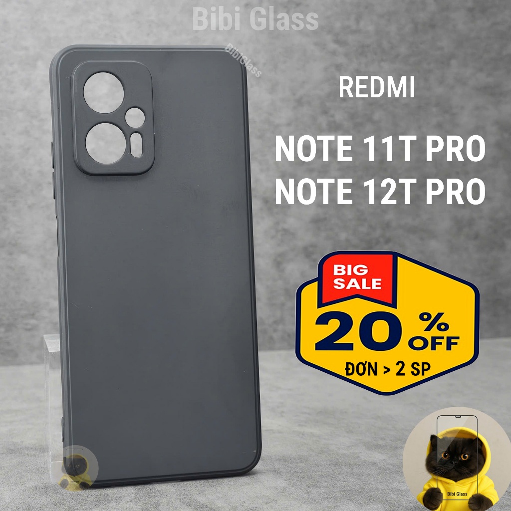 Ốp lưng Redmi Note 11T / 12T Pro bảo vệ cam điện thoại toàn diện cạnh vuông nhựa dẻo tpu bibi glass