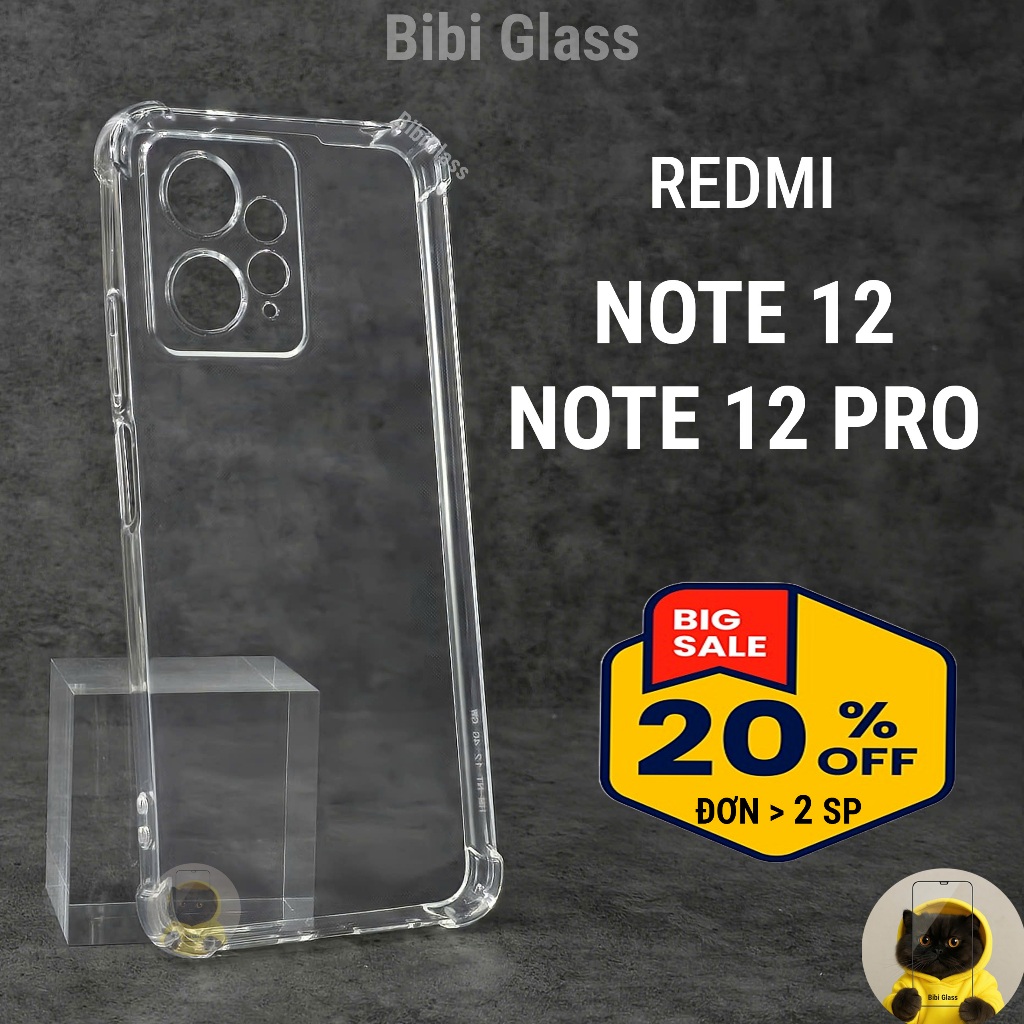 Ốp lưng Redmi note 12, note 12 pro 4G/5G dẻo trong suốt silicon cao cấp chống sốc va đập bảo vệ cam