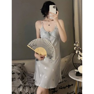 V48 Váy Lụa Nữ Chất Liệu Latin Siêu Mềm Mại Họa Tiết In Nhiệt Sang Trọng Kèm Lót Đệm Phương Linh Underwear