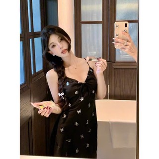 V48 Váy Lụa Nữ Chất Liệu Latin Siêu Mềm Mại Họa Tiết In Nhiệt Sang Trọng Kèm Lót Đệm Phương Linh Underwear