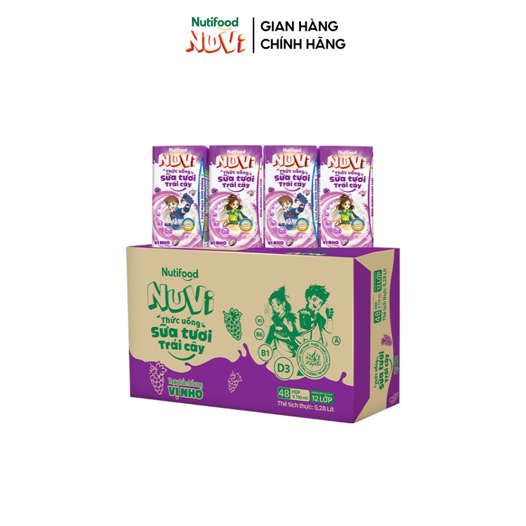 [KOL] Thùng 48 Hộp Thức Uống Sữa Tươi Trái Cây 180ml