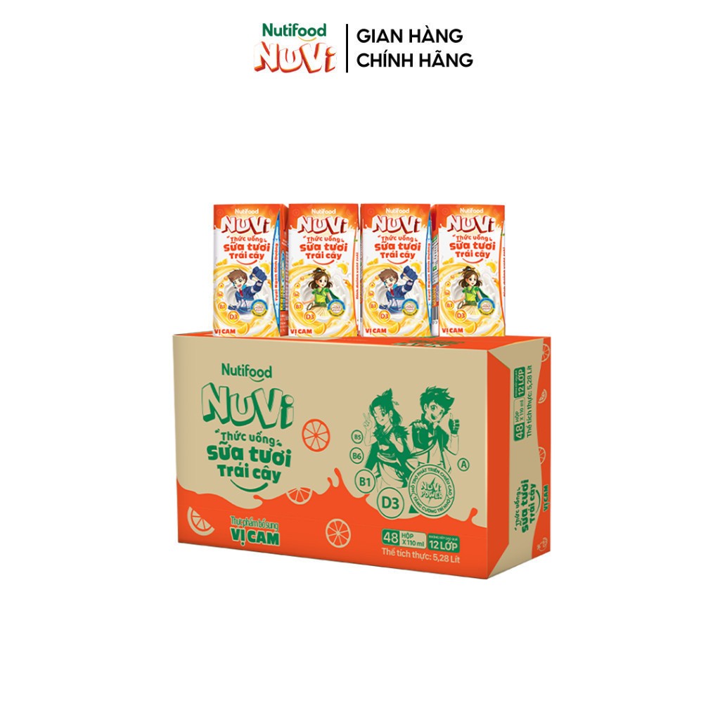 [KOL] Thùng 48 Hộp Thức Uống Sữa Tươi Trái Cây 180ml