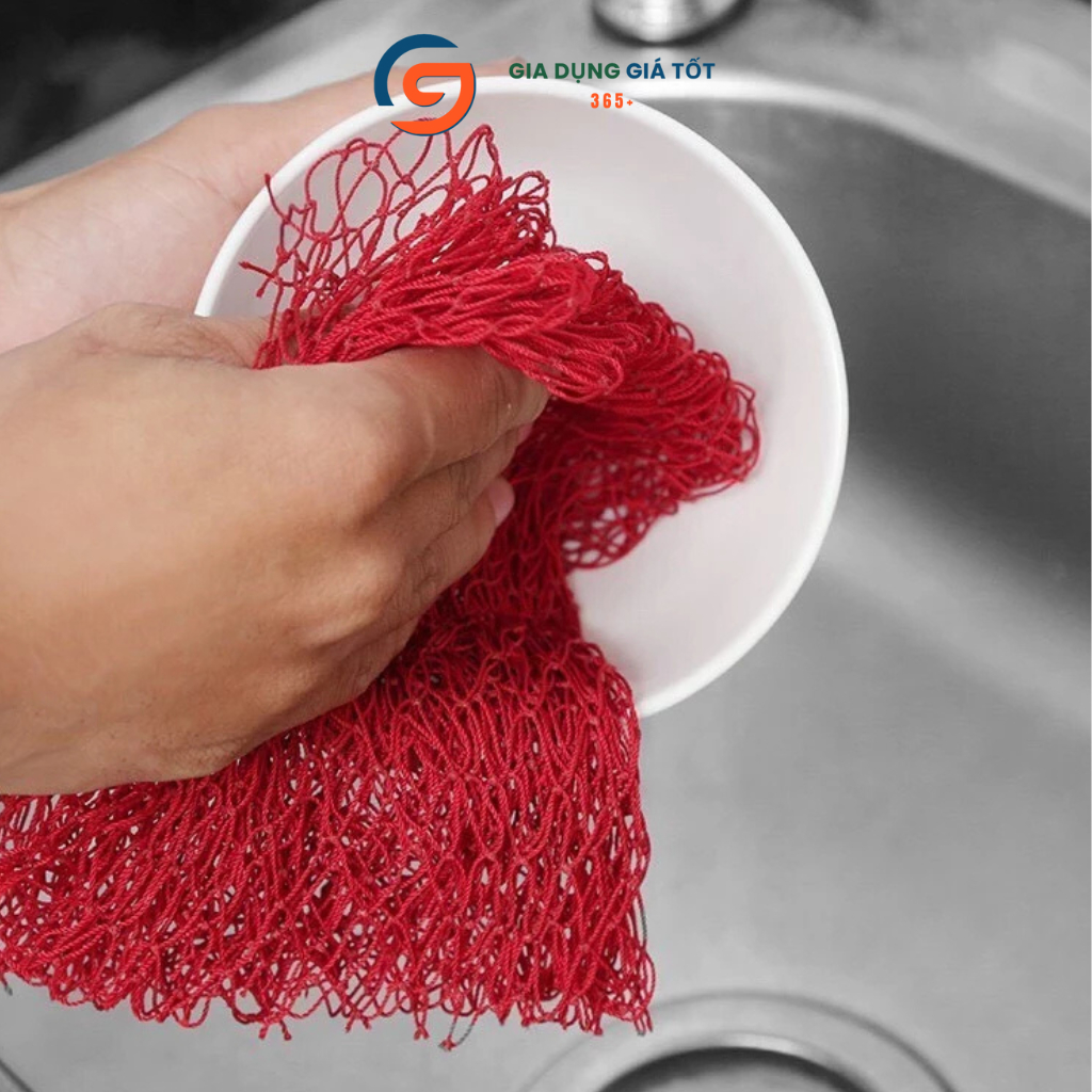 Combo 10 lưới rửa bát mềm màu đỏ - không xước, tạo bọt nhiều, nhanh khô