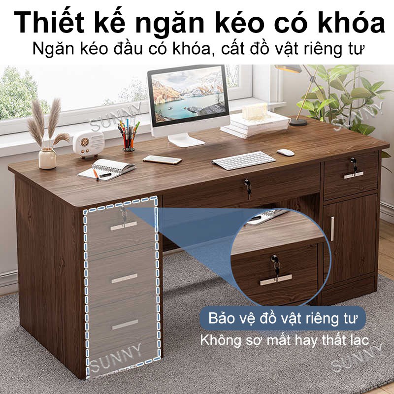 SUNNY Bàn gỗ chân bàn sắt sơn tĩnh điện dễ lắp ráp thích hợp làm văn phòng học tập tại nhà