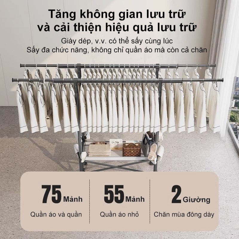 𝐎𝐥𝐢𝐟𝐞 Giàn Phơi Quần Áo Inox Sào Treo Đồ Thông Minh Gấp Gọn Giá Treo Đồ Cao Cấp