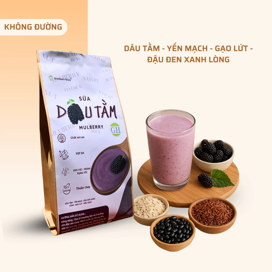 Ngũ cốc dâu tằm đẹp da , vị thơm, không đường, dâu tằm, gạo lứt,yến mạch, đậu đen xanh lòng