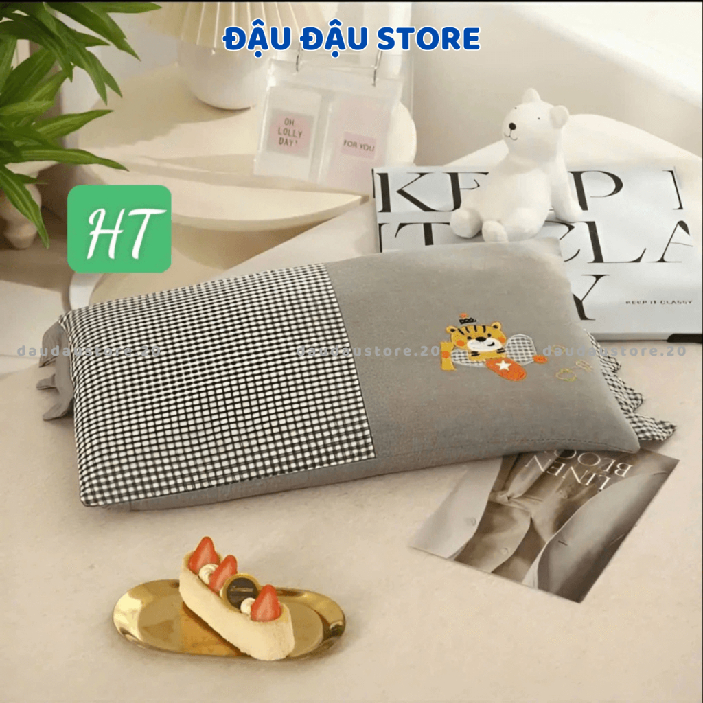 Gối Cotton Gối Nằm Cho Trẻ Em Cầu Vồng Hoạ Tiết Lõi Bông Mềm Mịn Thoáng Mát Cho Bé Yêu 30x50Cm GC06 - Đậu Đậu Store