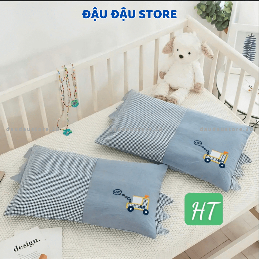 Gối Cotton Gối Nằm Cho Trẻ Em Cầu Vồng Hoạ Tiết Lõi Bông Mềm Mịn Thoáng Mát Cho Bé Yêu 30x50Cm GC06 - Đậu Đậu Store
