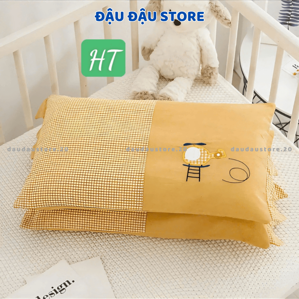 Gối Cotton Gối Nằm Cho Trẻ Em Cầu Vồng Hoạ Tiết Lõi Bông Mềm Mịn Thoáng Mát Cho Bé Yêu 30x50Cm GC06 - Đậu Đậu Store