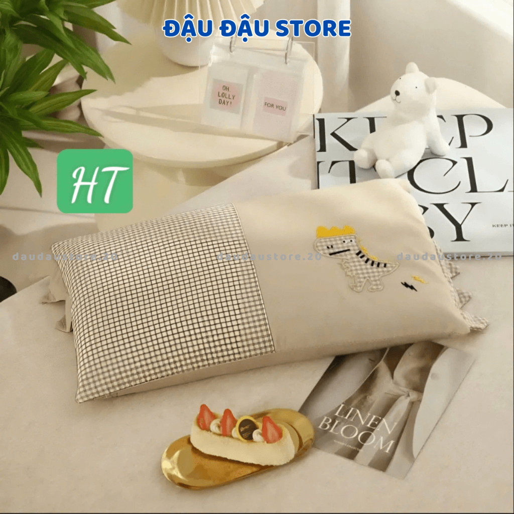 Gối Cotton Gối Nằm Cho Trẻ Em Cầu Vồng Hoạ Tiết Lõi Bông Mềm Mịn Thoáng Mát Cho Bé Yêu 30x50Cm GC06 - Đậu Đậu Store
